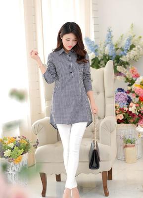 2015春季新款全棉中長款格子襯衫 舒適時尚的女士長袖襯衣批發(fā)與零售指南